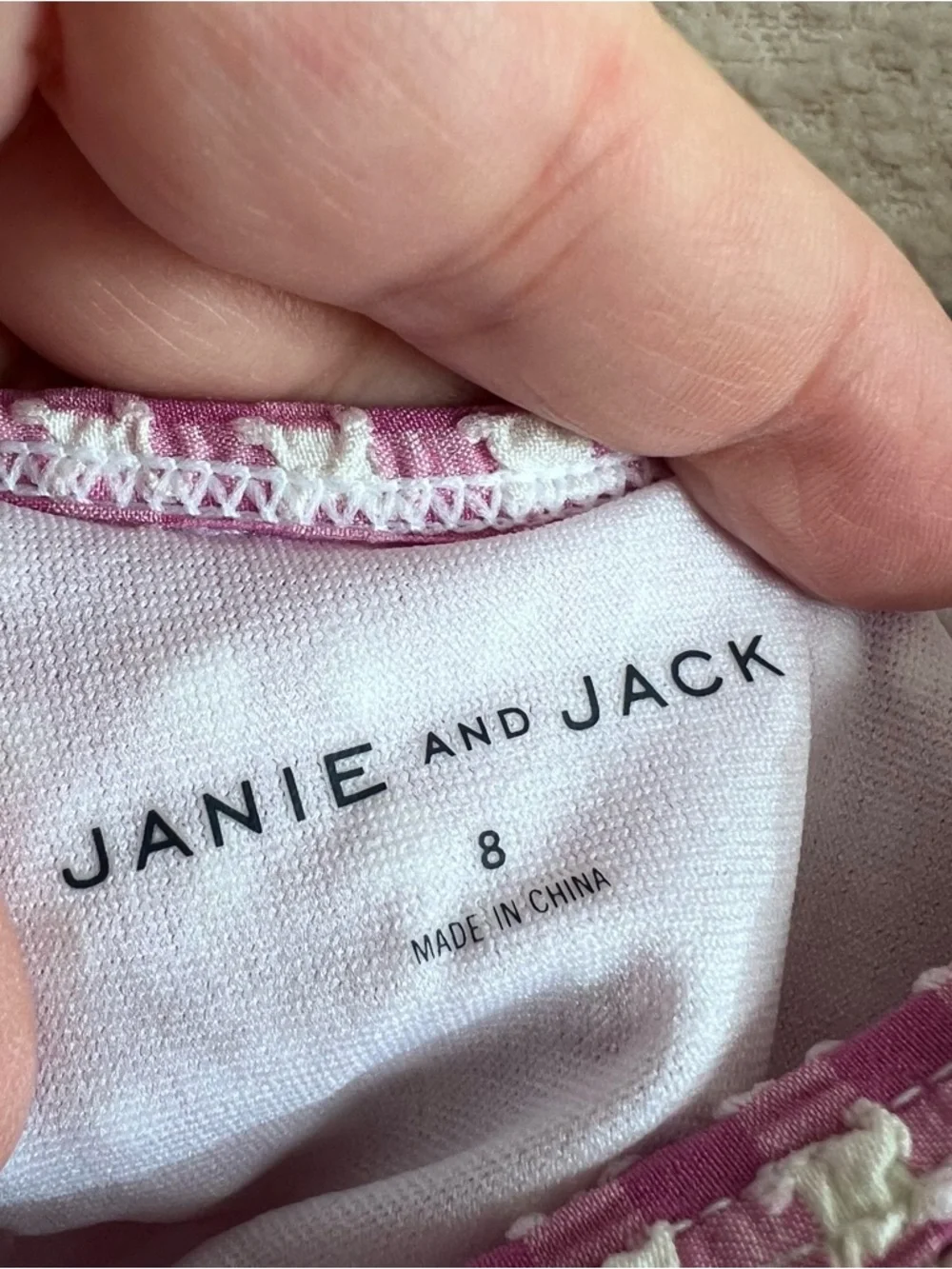 Janie And Jack Two Piece Bikini Set Seersucker Purple White‎ Bathing Suit Size 8